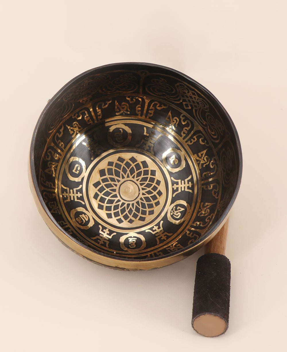 Lotus Mandala and Mantra Design Meditation Singing Bowl - Singing Bowl