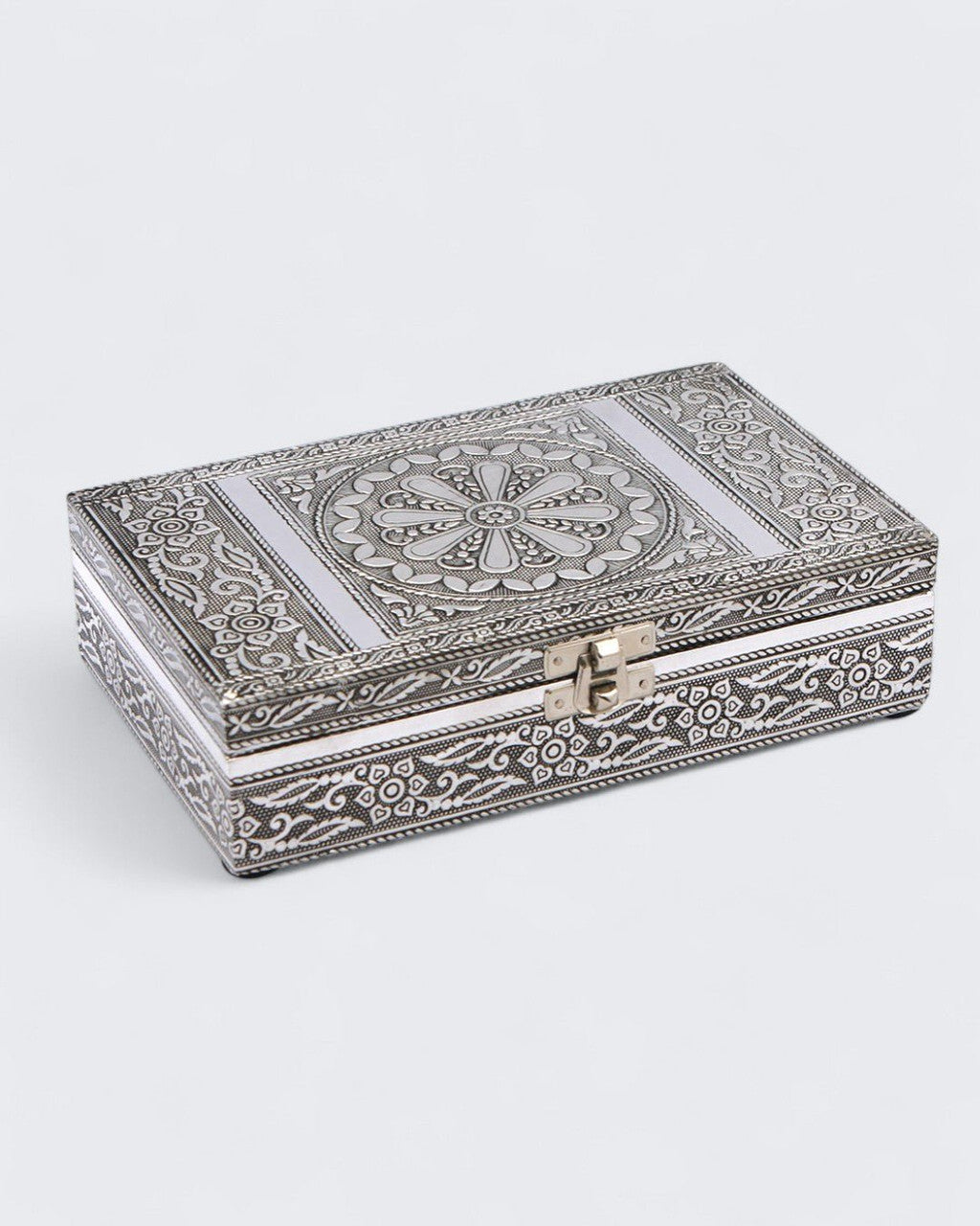 Lotus Mandala Embossed Mala Box with Mirror – Fair Trade Jewelry Holder - Jewelry Boxes