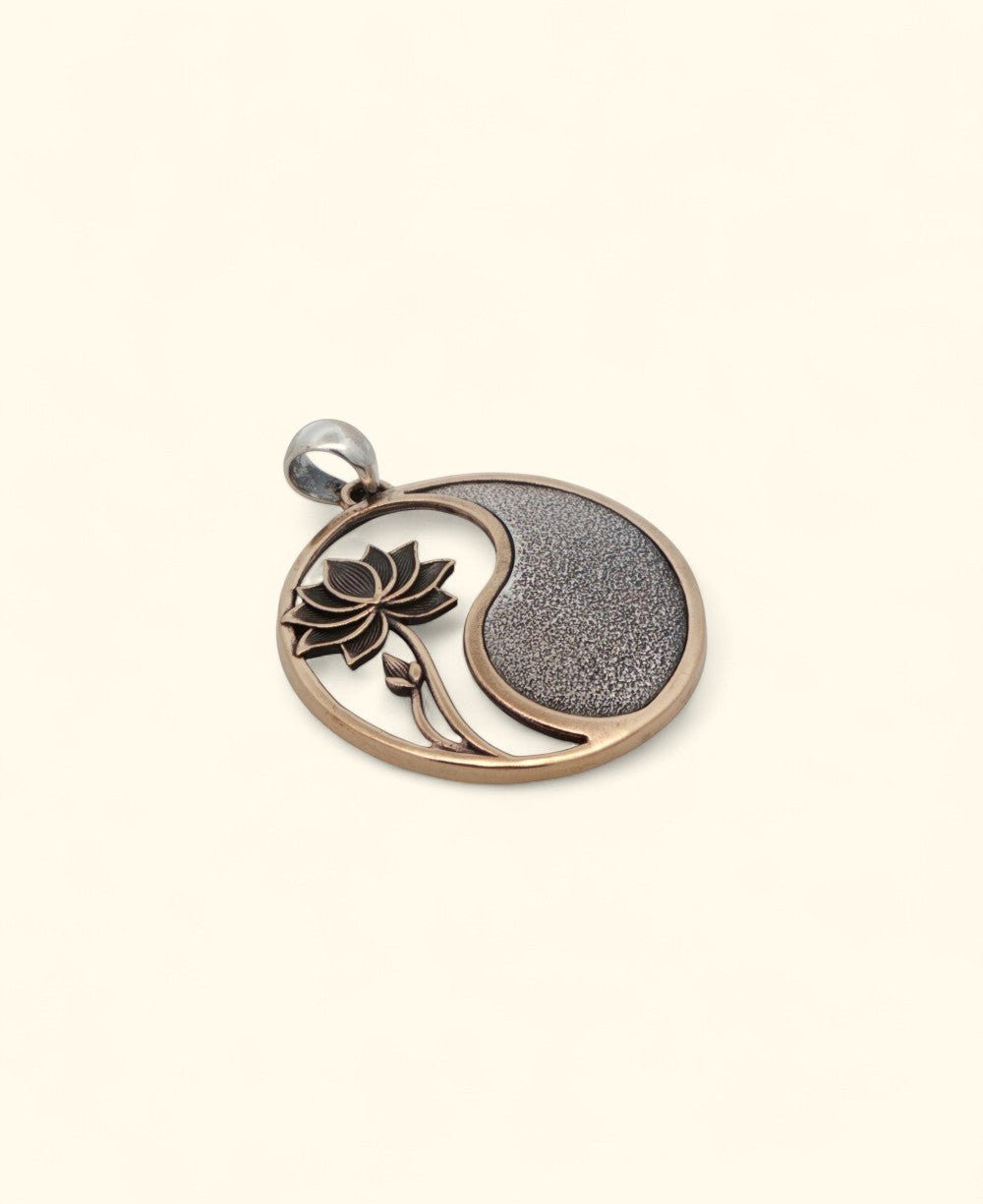 Lotus Yin Yang Pendant in Bronze & Sterling Silver Harmony - Pendant