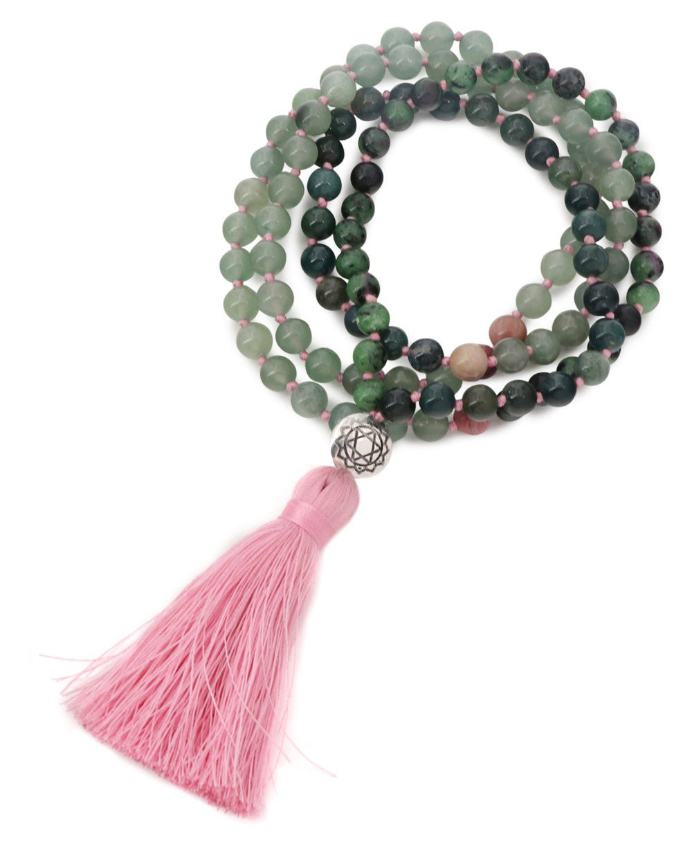 Love and Joy Heart Chakra Meditation Mala - Prayer Beads 6mm