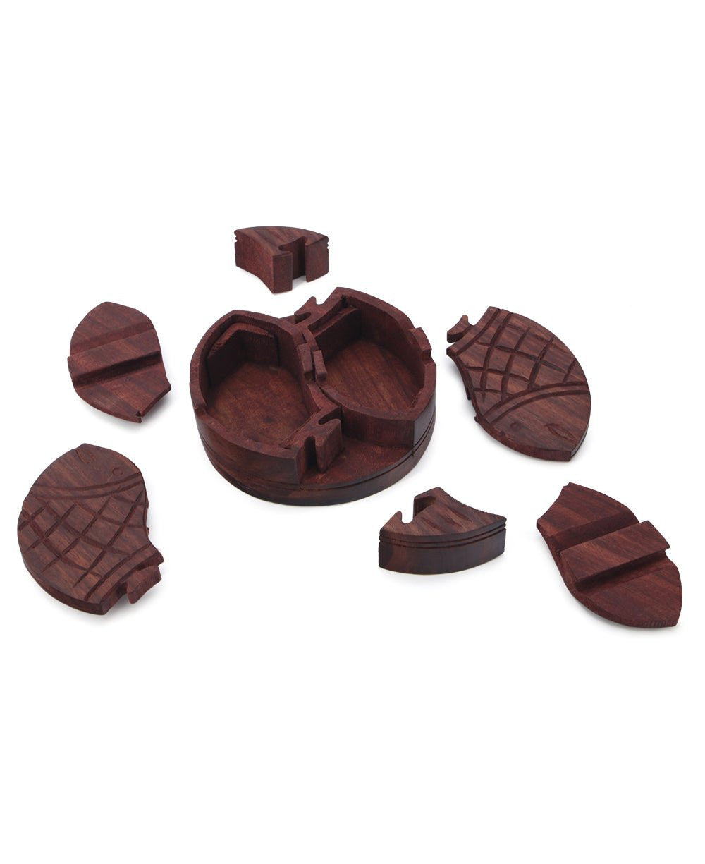 Lucky Fish Indian Rosewood Jigsaw Puzzle Box - Decor