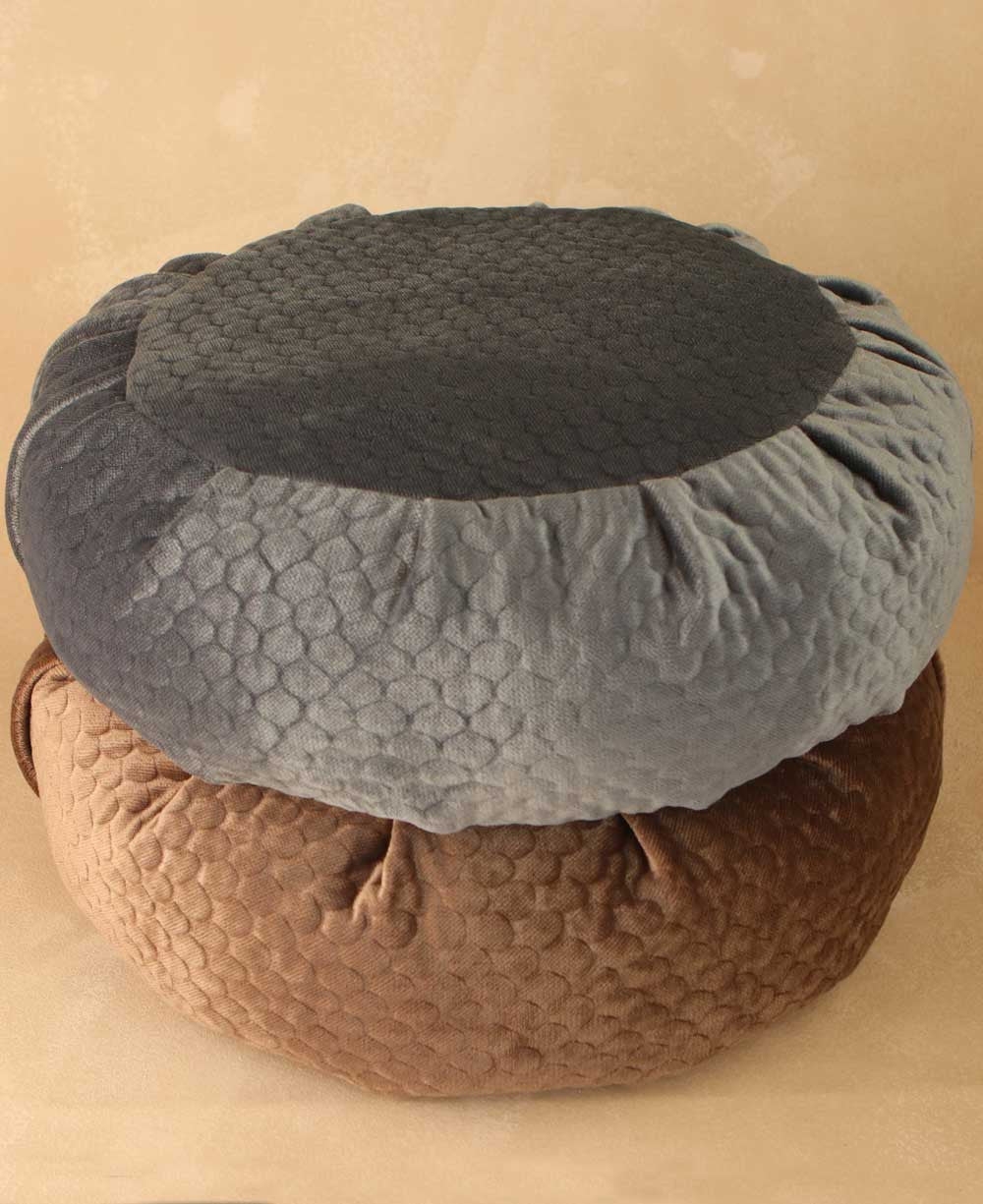 Luxe Quilted Zafu Meditation Cushion in Honeycomb - Massage Cushions Slate