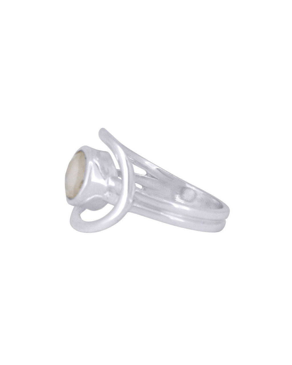 Magical Moonstone Sterling Silver Loop Ring - Rings Size 6