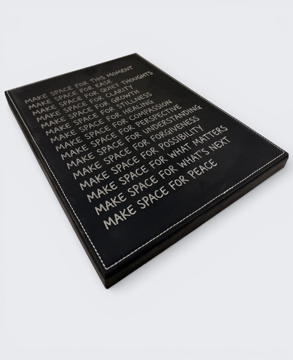 “Make Space” Wall Plaque – Inspirational Vegan Leather Hanging - Posters, Prints, & Visual Artwork