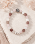 Mandala Gemstone Stretch Bracelet — Rose Quartz, Rhodochrosite & Chalcedony Beads - Bracelet