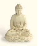 Meditating Buddha Statue on Lotus, Stone Finish, 11 Inches - Sculptures & Statues