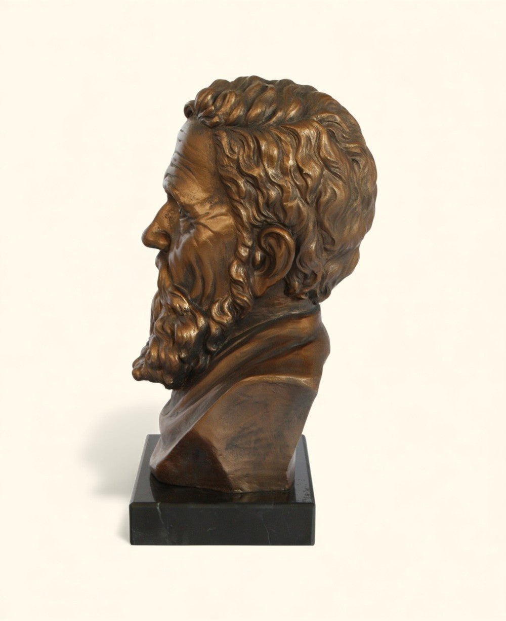Michelangelo Bust Statue – Cast Stone Sculpture on Marble Base - Sculptures & Statues