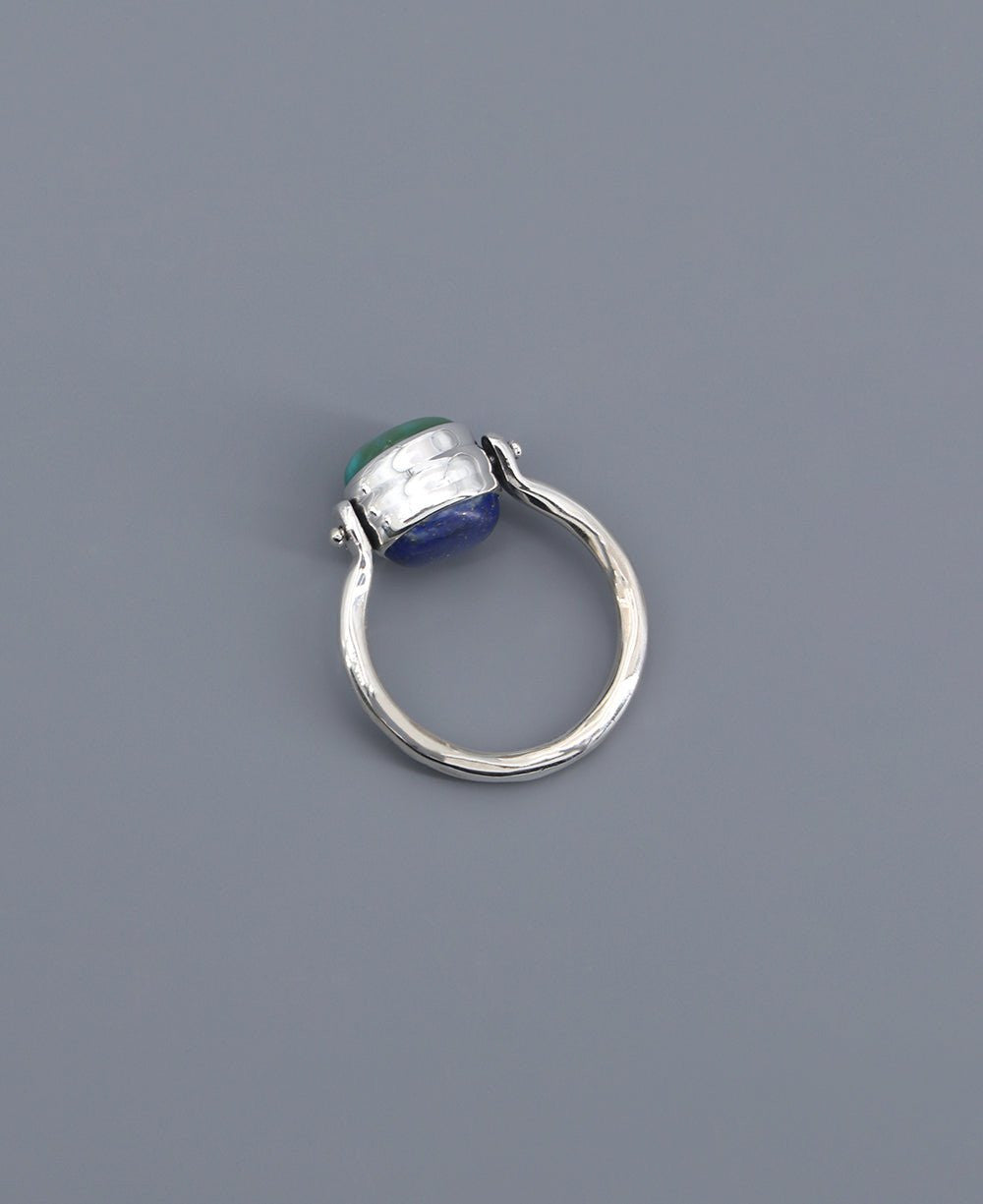Mindful Sterling Silver Rotating Ring With Lapis and Turquoise - Rings Size 6