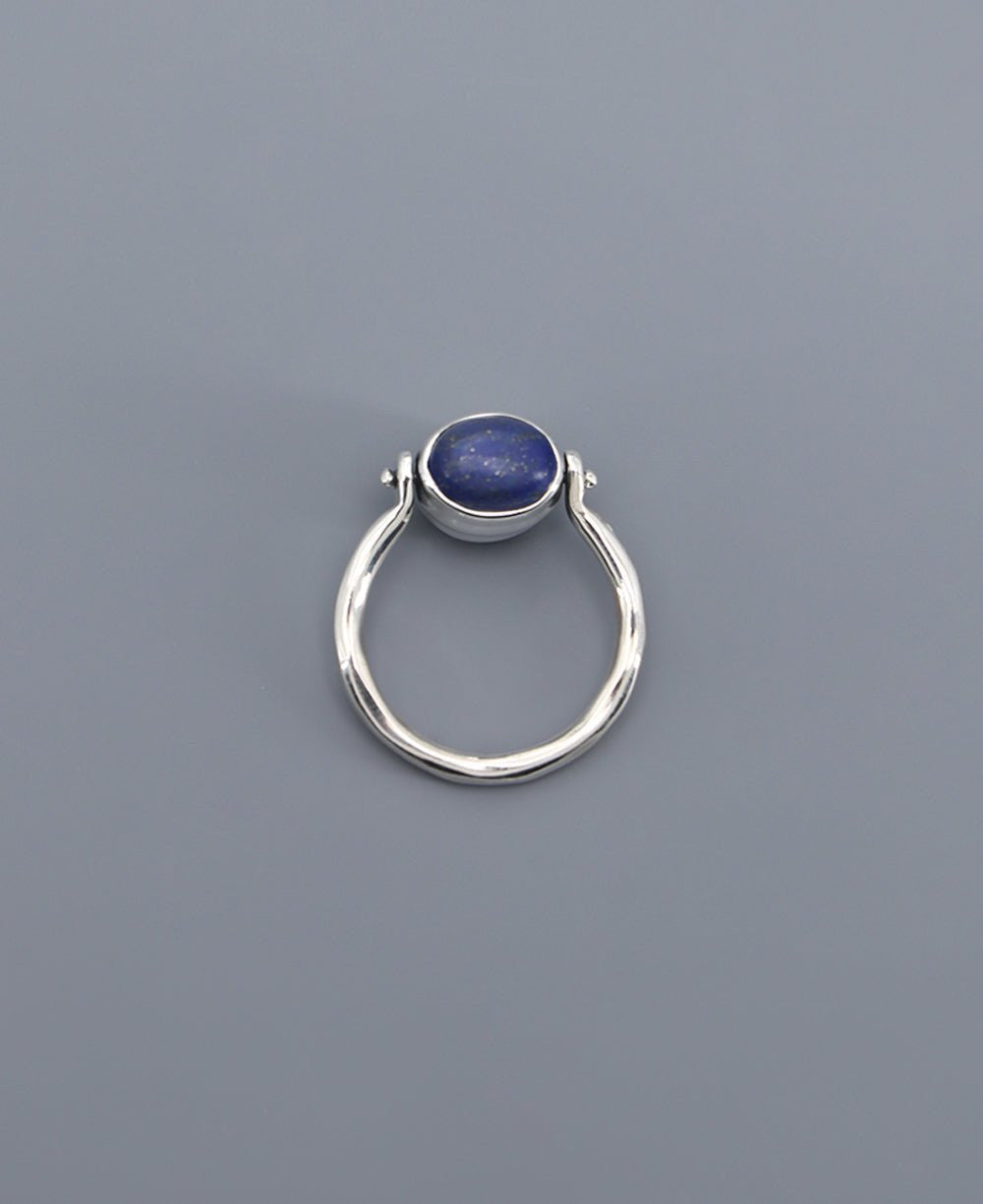 Mindful Sterling Silver Rotating Ring With Lapis and Turquoise - Rings Size 6