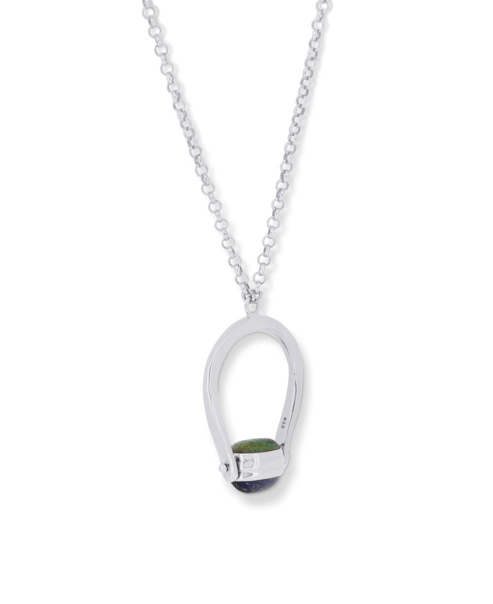 Mindful Sterling Silver Spinner Pendant with Lapis and Turquoise - Necklaces