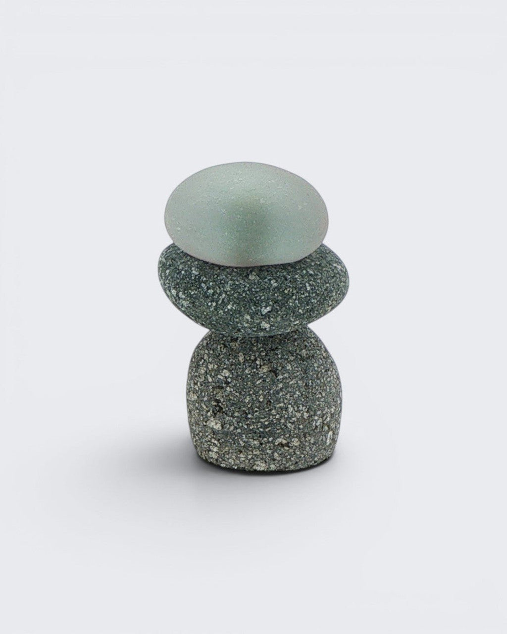 Mini Stacked Stone Cairns with Sea Glass — Set of 3 Zen Decor - Home Decor