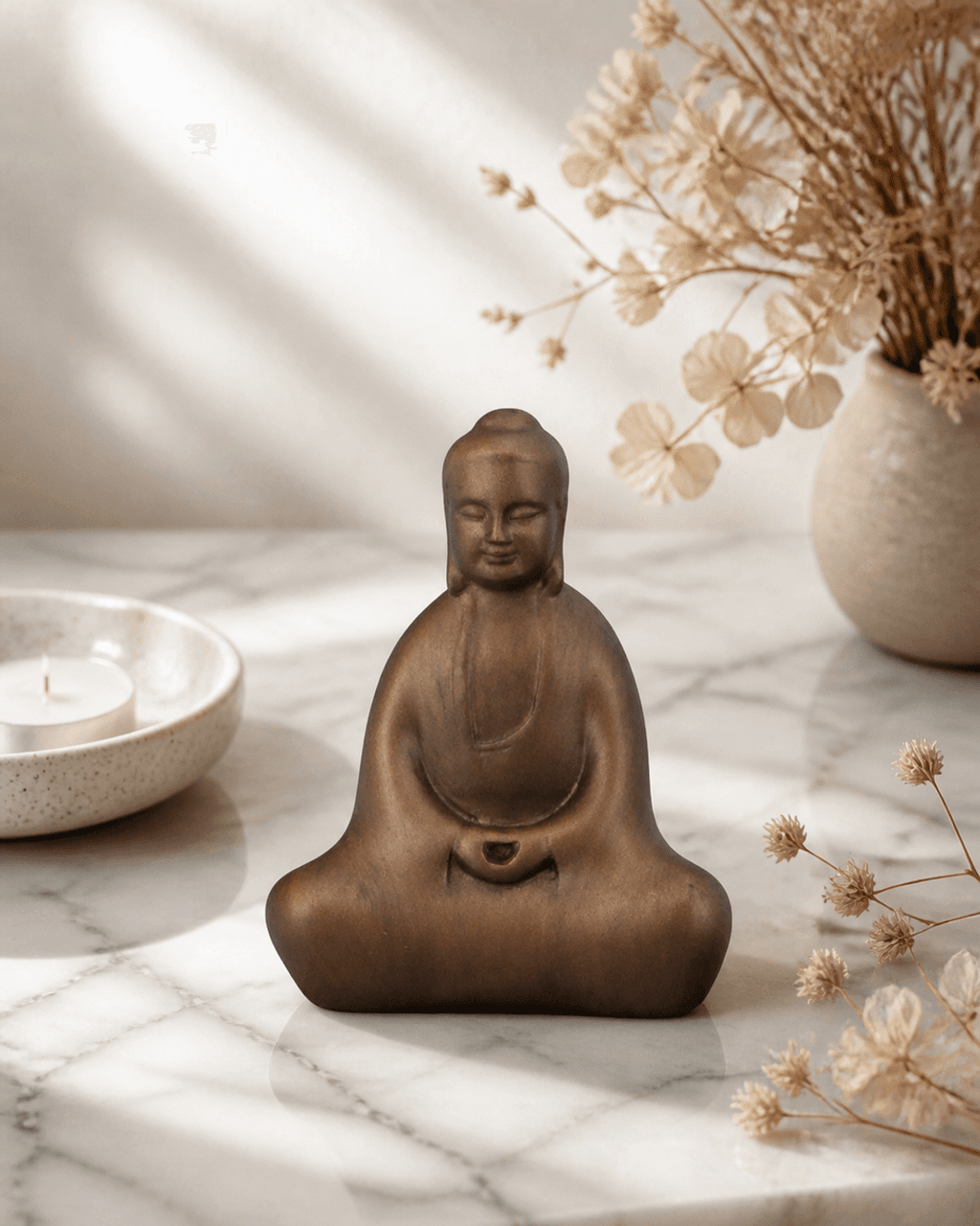Minimalist Abstract Meditating Buddha Statue - Sculptures & Statues