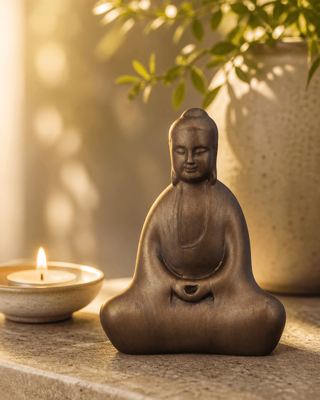 Minimalist Abstract Meditating Buddha Statue - Sculptures & Statues