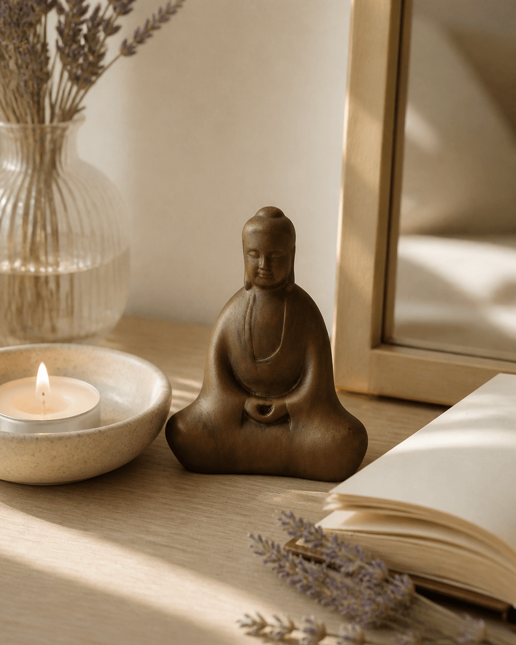 Minimalist Abstract Meditating Buddha Statue - Sculptures & Statues