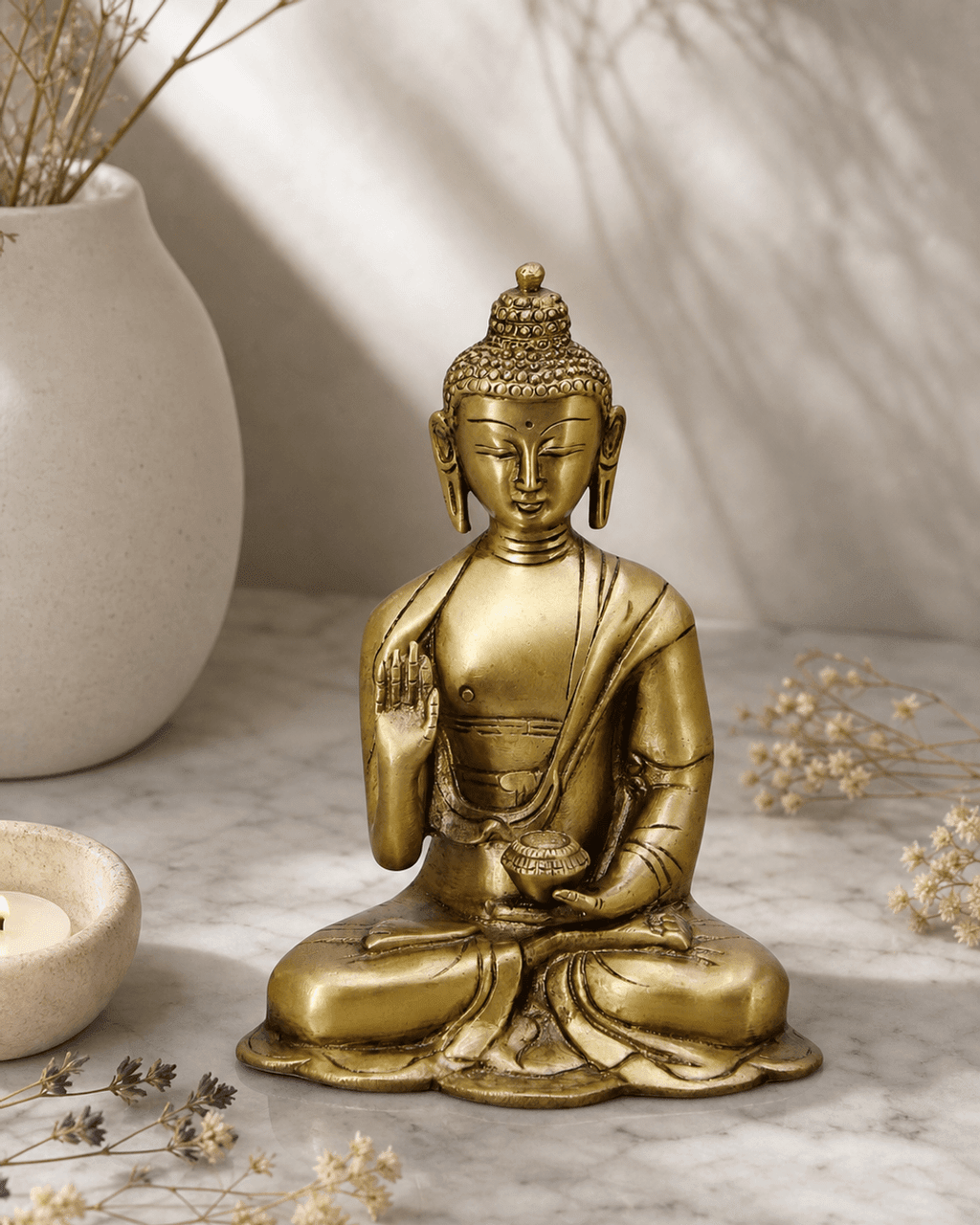 Minimalist Brass Buddha Statue - Sculptures & Statues