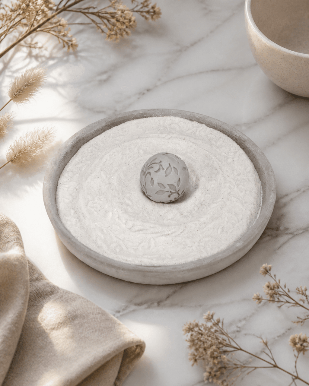 Minimalist Floral Orb Cast Stone Zen Garden - Zen Garden
