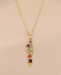 Mixed Geometry Chakra Gemstones Rainbow Gold Plated Necklace - Necklaces