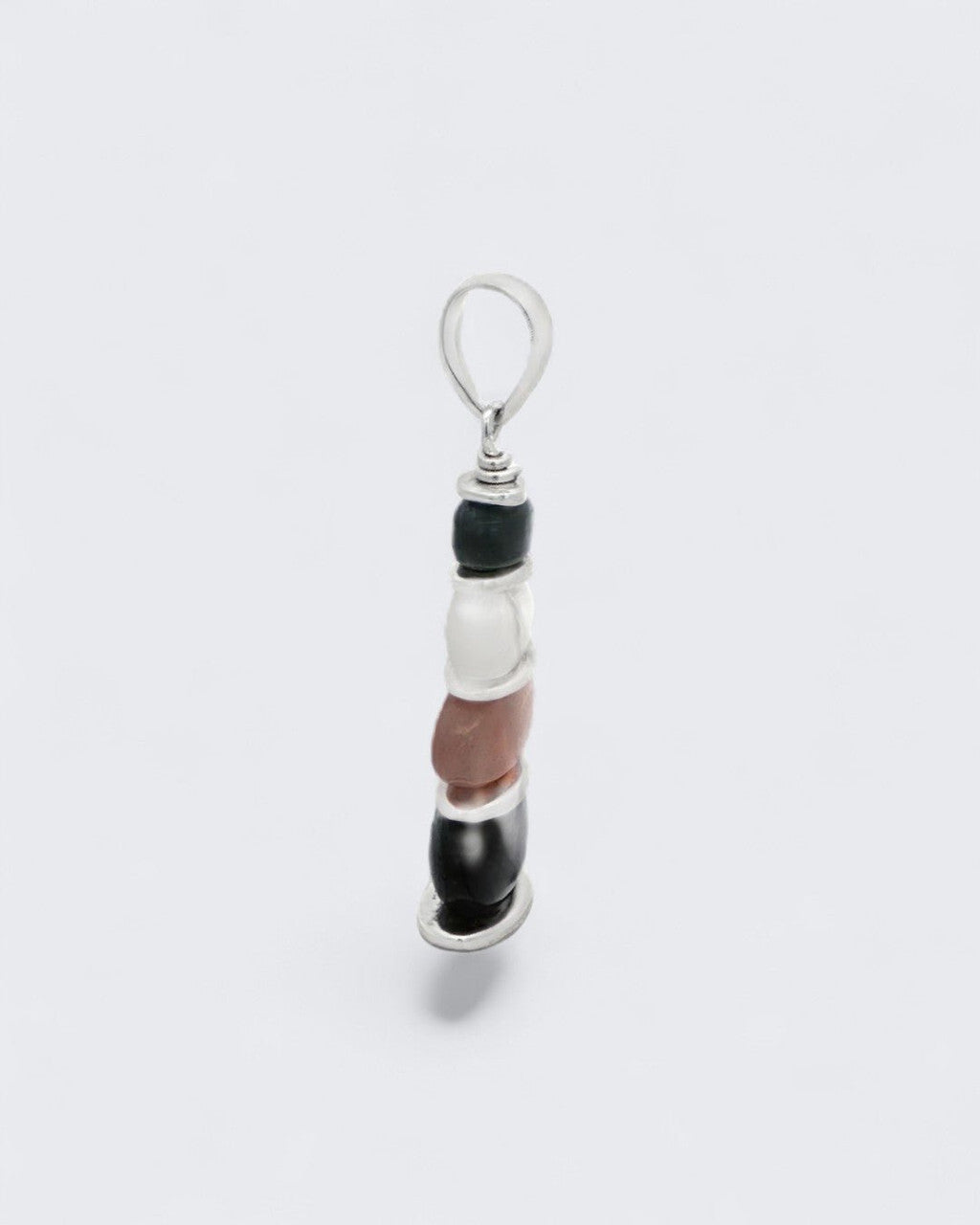 Mixed Labradorite and Moonstone Cairn Pendant with Sterling Silver - Pendants