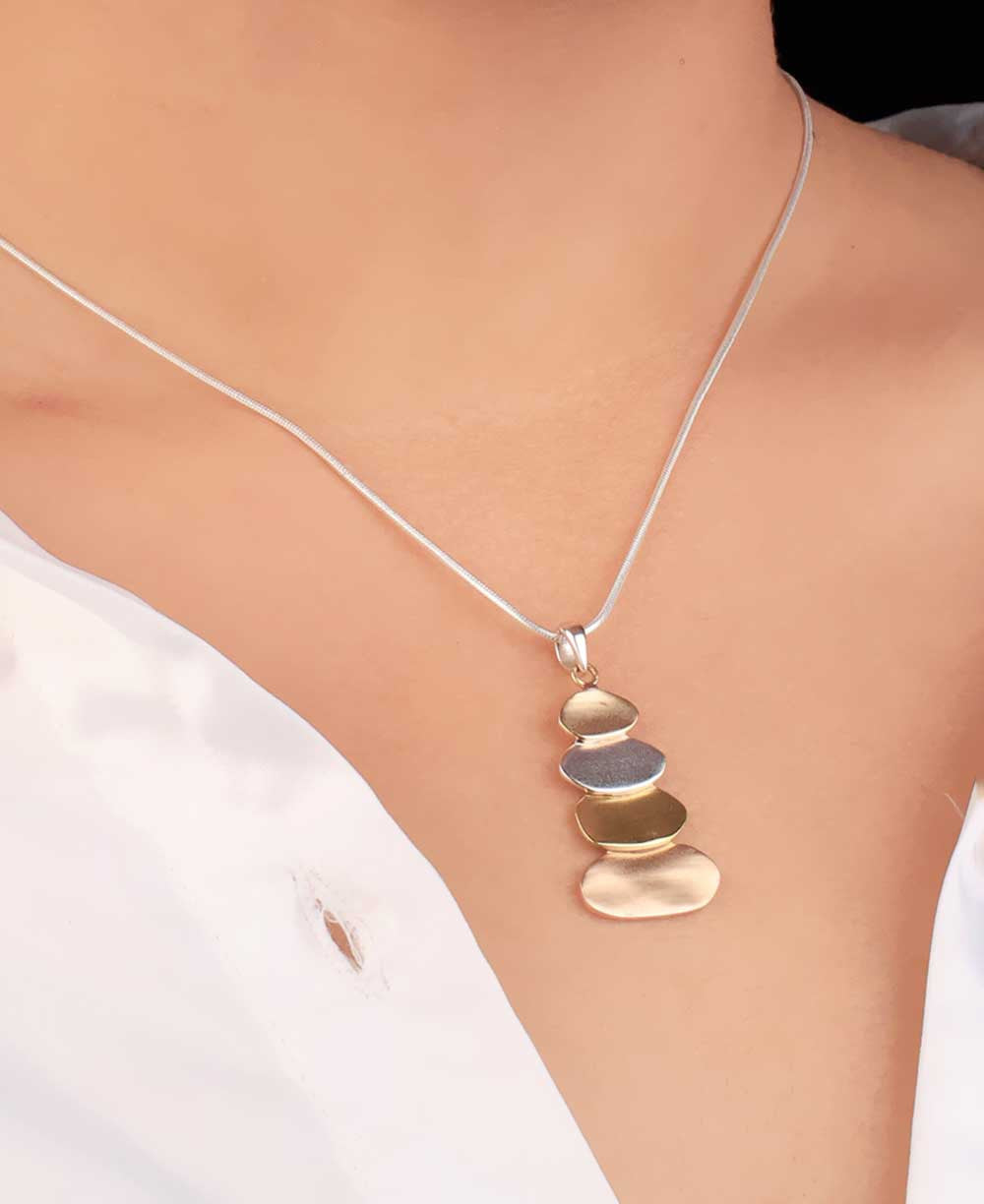Mixed Metal Cairn Pendant: A Symbol of Guidance and Balance - Charms & Pendants