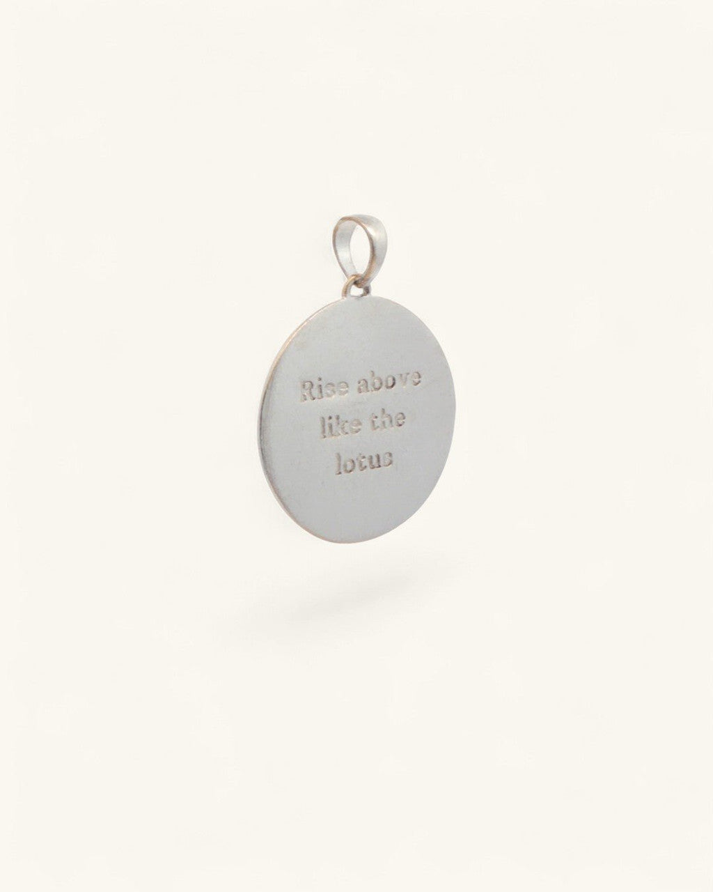 Moon and Wave Lotus Pendant — Silver-Plated Bronze Celestial Charm with Engraved Mantra - Pendant