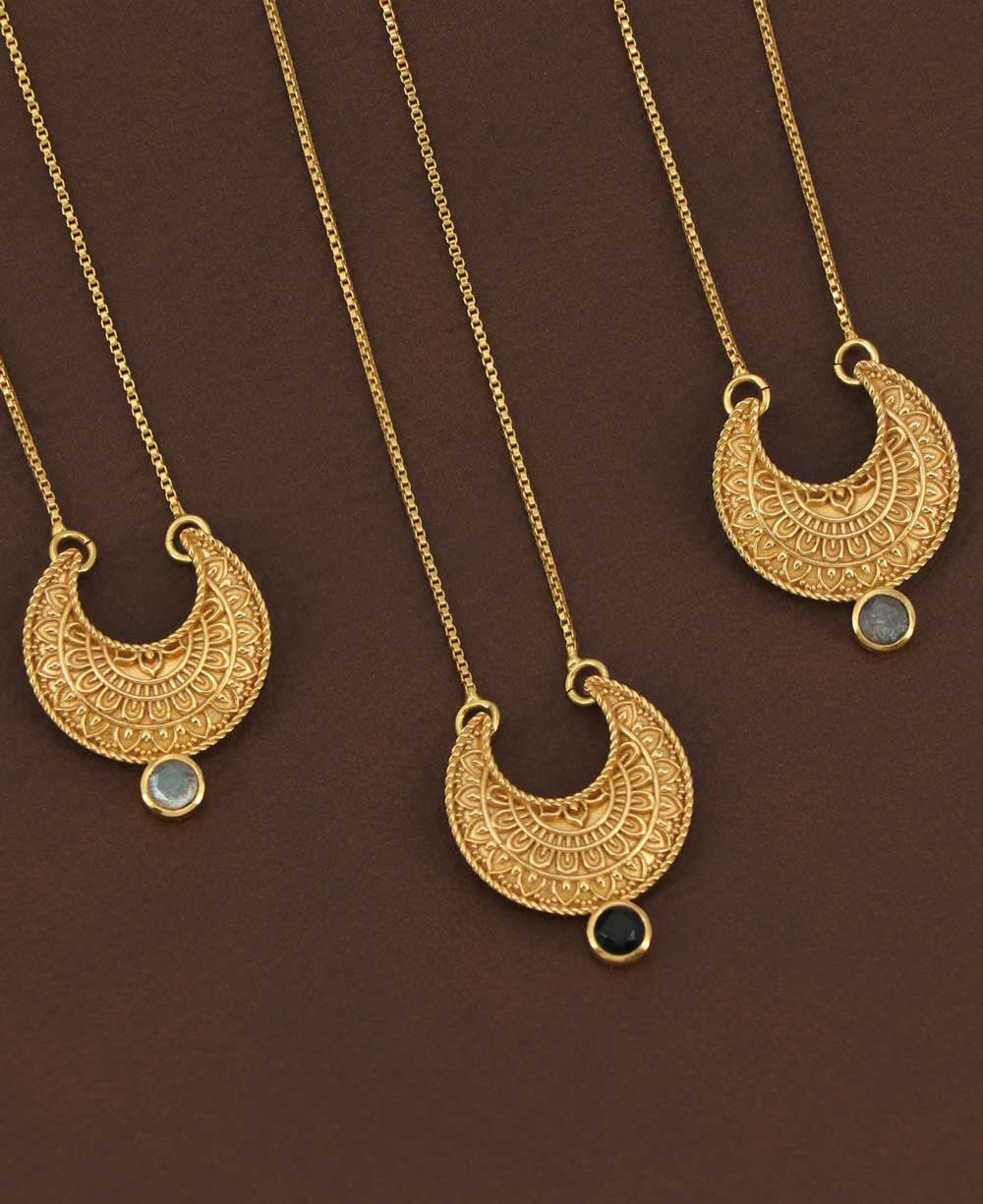 Moon Phase Mandala Art Gemstone Inspirational Necklace - Necklaces Labradorite