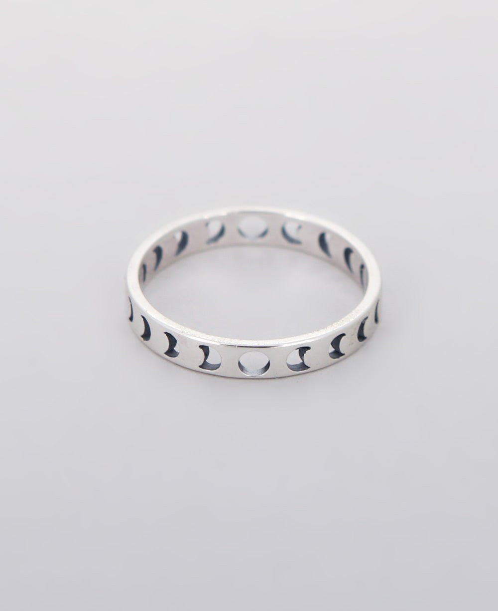 Moon Phase Sterling Silver Band Ring - Size 6
