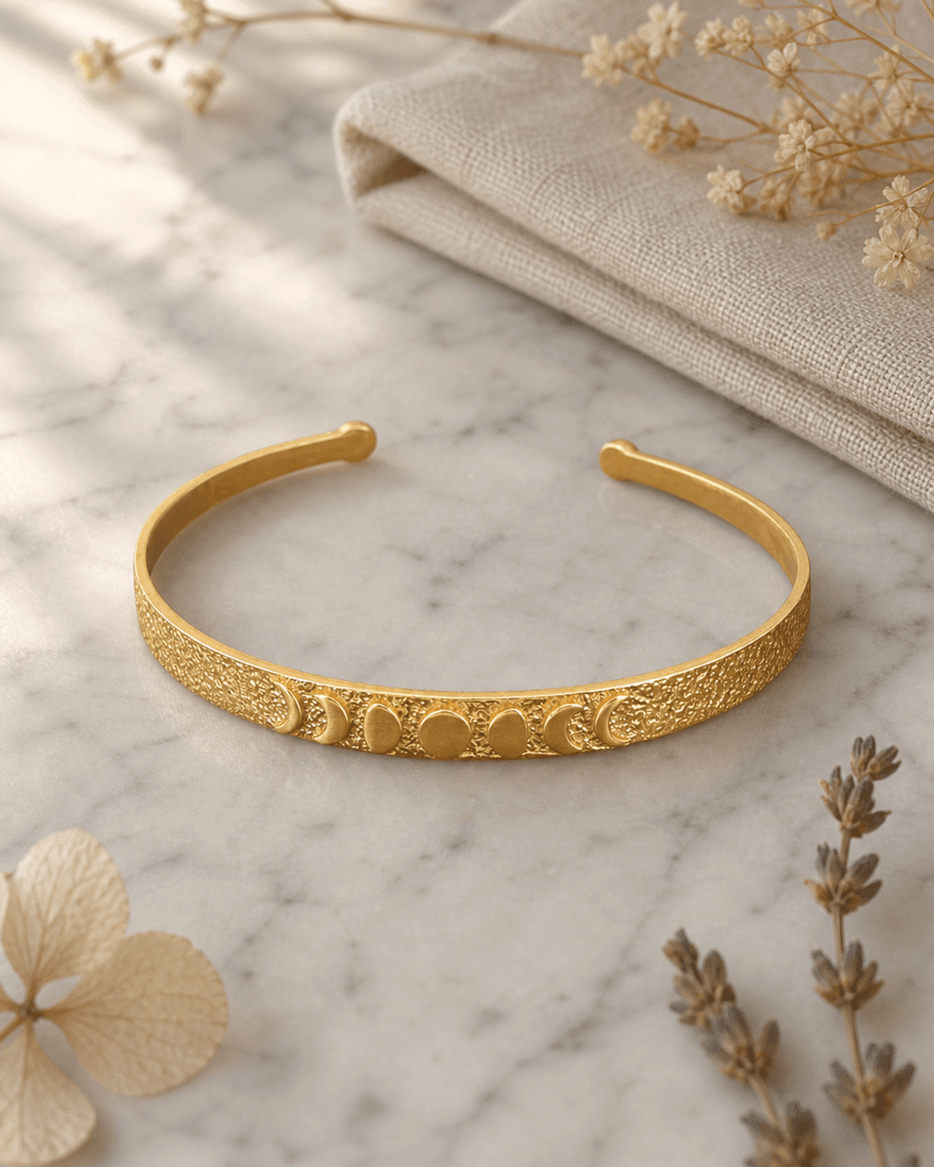 Moon Phase Trust Your Journey Gold Plated Adjustable Bracelet - Bracelets