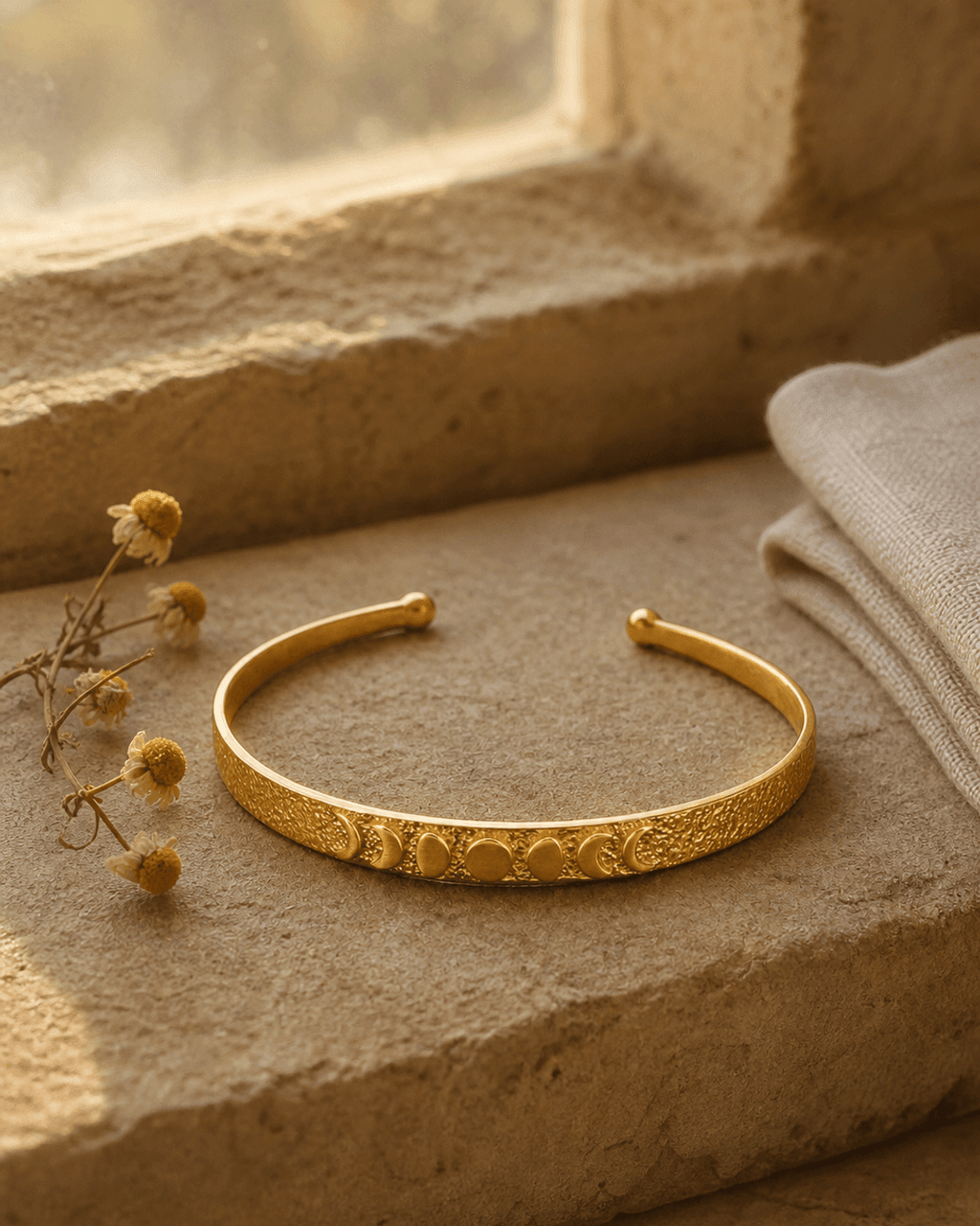 Moon Phase Trust Your Journey Gold Plated Adjustable Bracelet - Bracelets