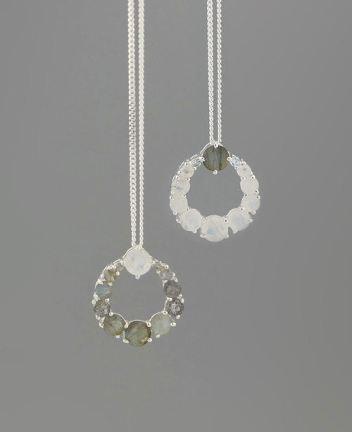 Moonstone and Labradorite Energy Circle Necklace - Necklaces Moonstone