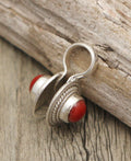 Movable Coral and Sterling Silver Mala Counter - Prayer Beads