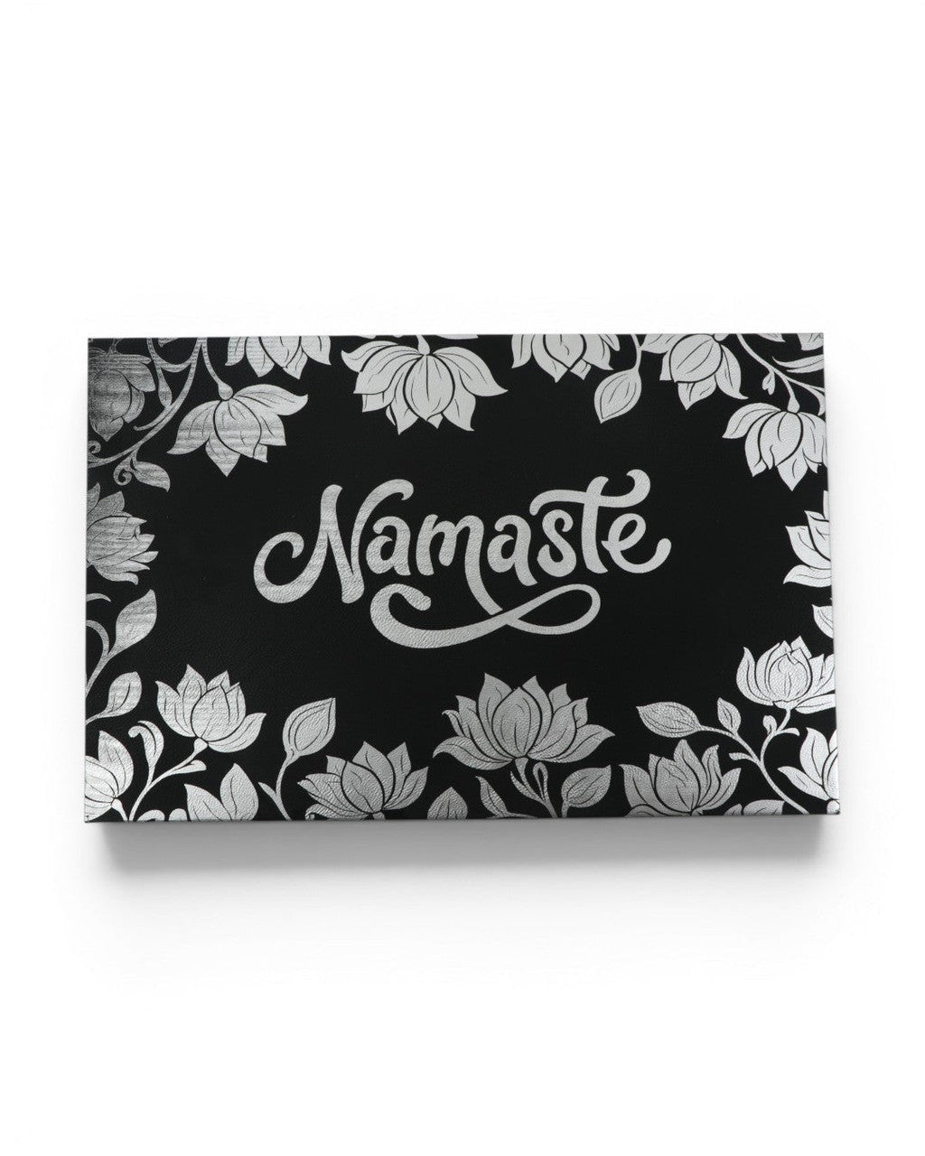Namaste Lotus Wall Art — 18x12 Black Leatherette Yoga Decor - Home Decor
