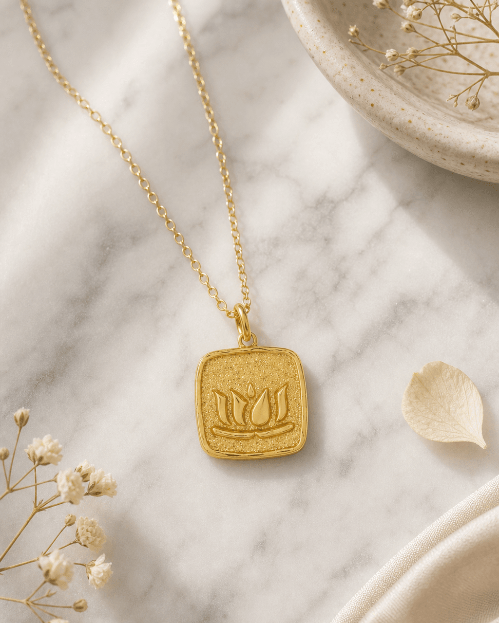 “No Mud, No Lotus” Necklace – 18K Gold Plated Lotus Pendant - Necklace