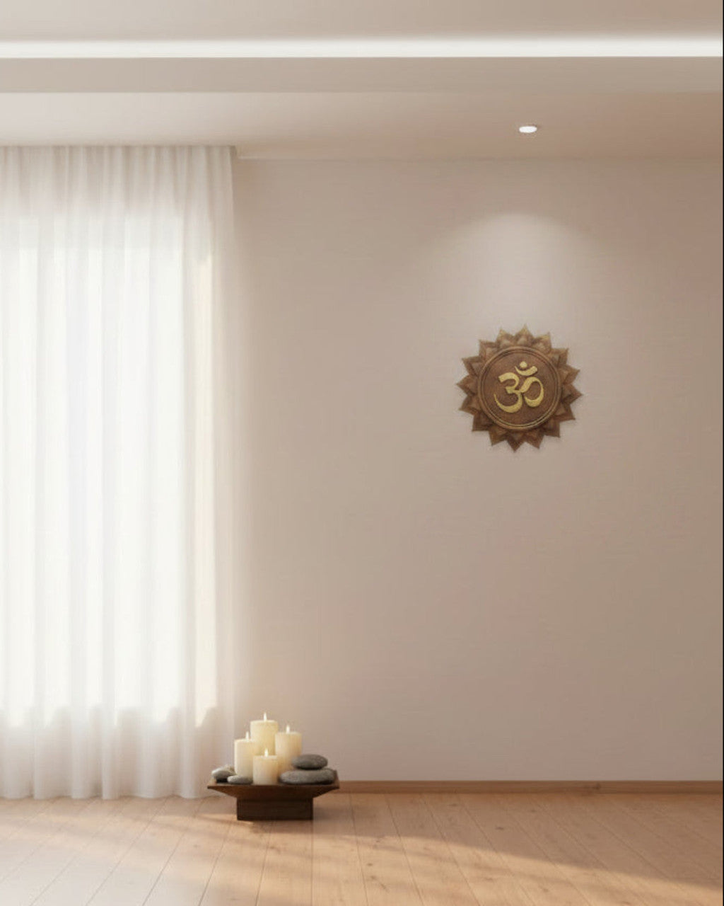 Om Lotus Artistic Wall Relief, Stone Texture - Artwork Pink