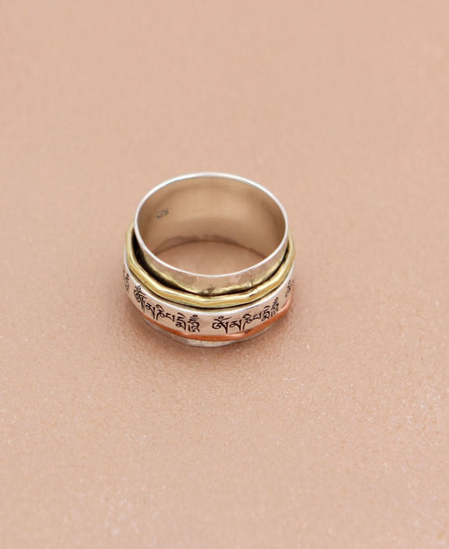 Om Mani Spinning Tibetan Mantra Ring - Rings Size 6
