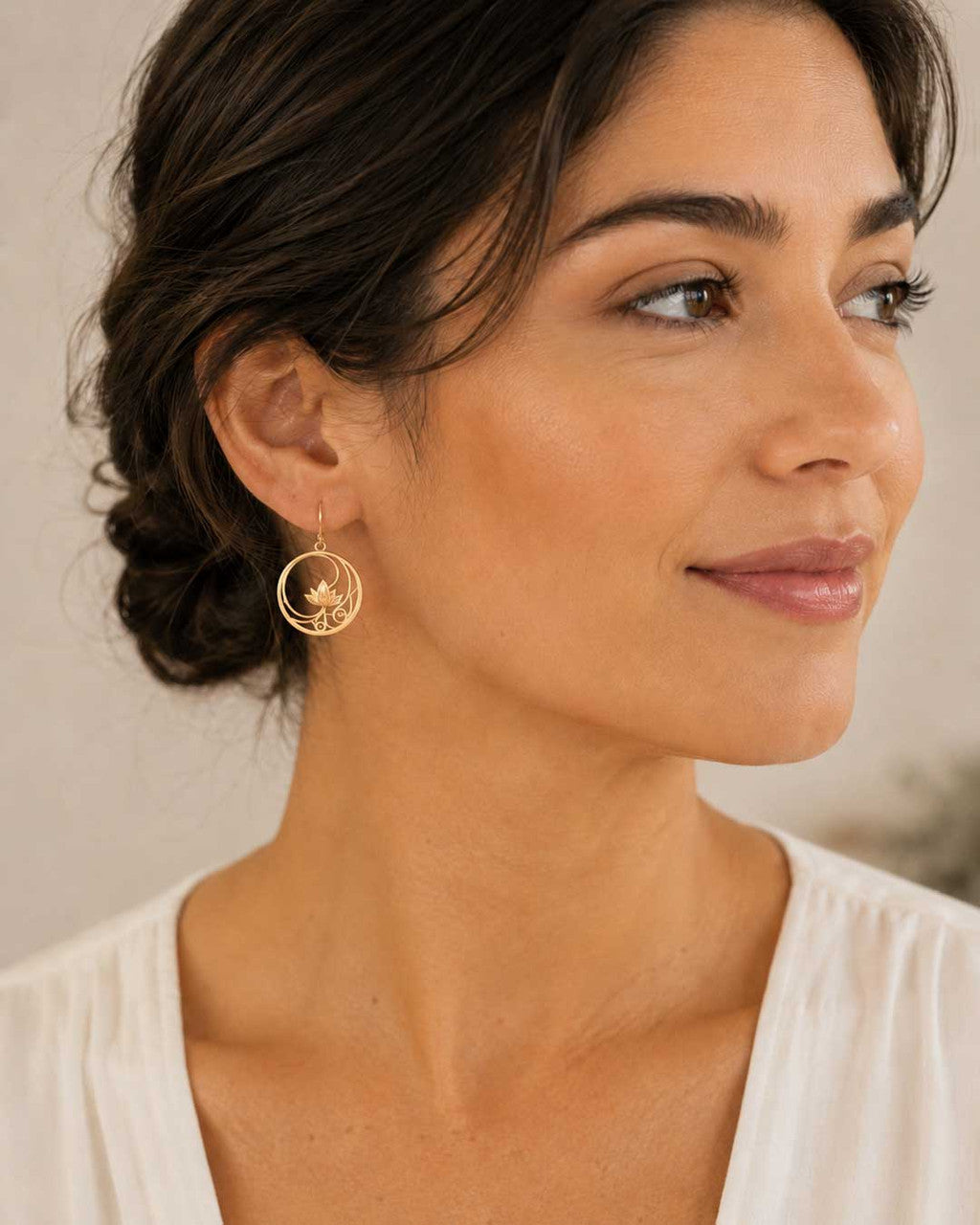 Openwork Lotus Drop Earrings — 18K Gold Plated Brass Lotus Blossom - Earrings