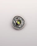Oxidized Sterling Silver Peridot Circle Pendant - Pendant