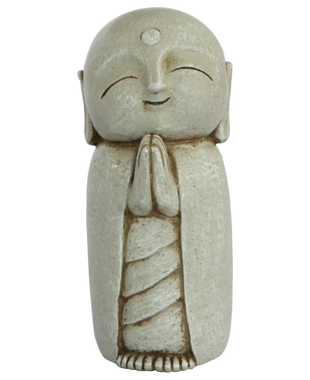 Peaceful Jizo Garden Statue, 8 Inches - Sculptures & Statues Grey