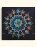 Peacock Radiance Mandala Wall Art – Jewel - Tone Wood Panel with Feather Motif - Posters, Prints, & Visual Artwork