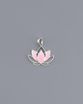 Pink Enamel Lotus Sterling Silver Pendant - Pendants