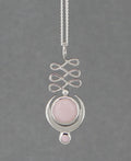 Pink Opal Sterling Silver Unalome Moon Pendant - Charms & Pendants