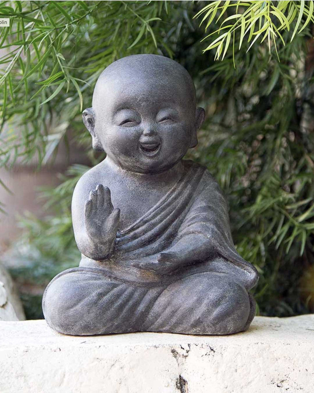 Playful Shaolin Monk Garden Statue – Handcrafted Fiber Cement Outdoor Figurine - Sculptures & Statues