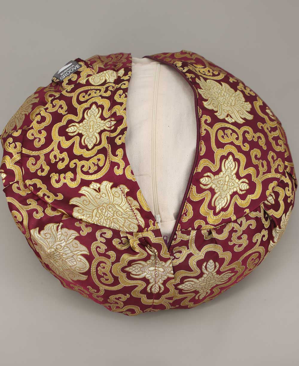 Plum Purple Brocade Zafu Meditation Cushion - Massage Cushions