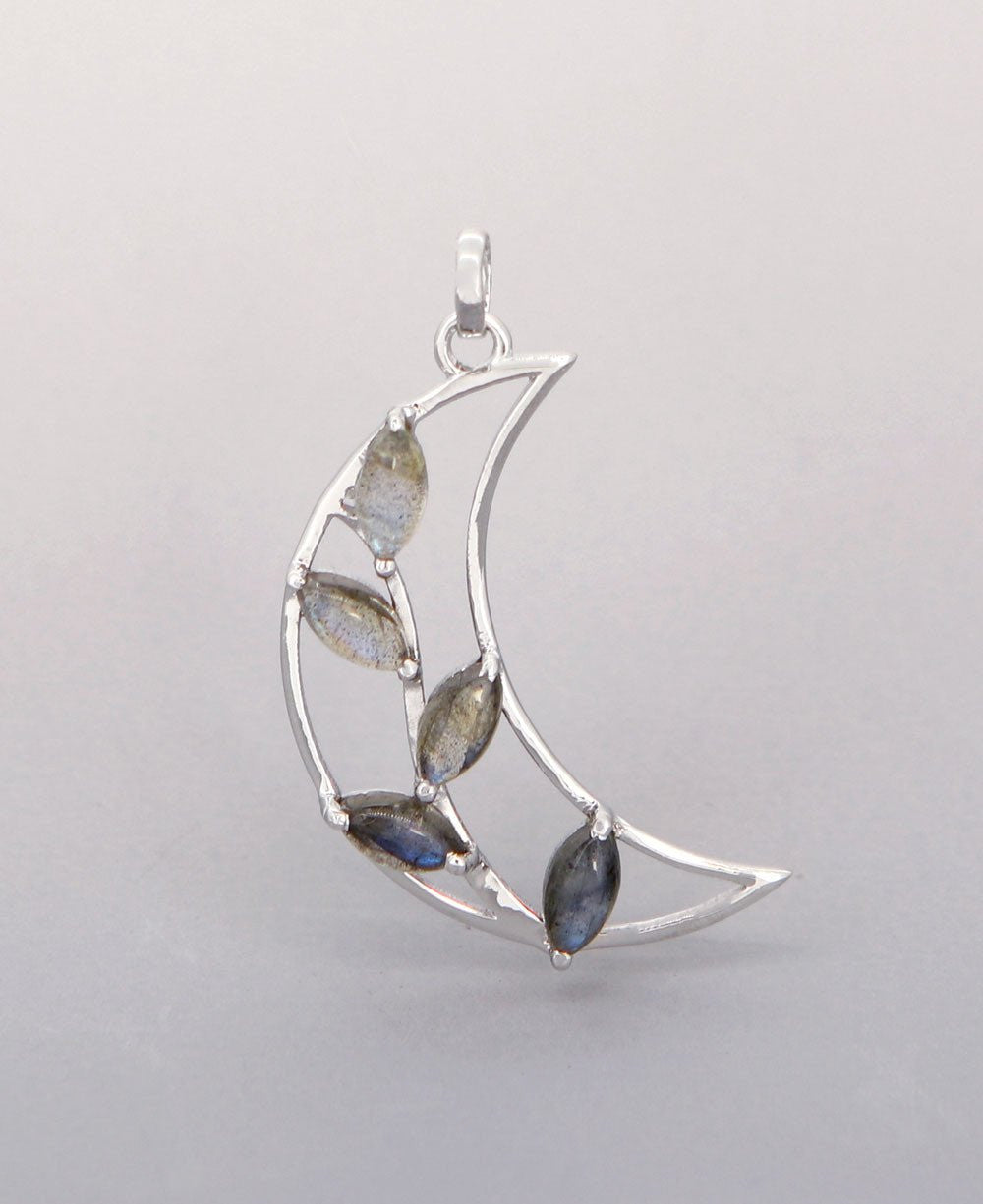 Premium Blooming Labradorite Lunar Artistic Pendant - Charms & Pendants
