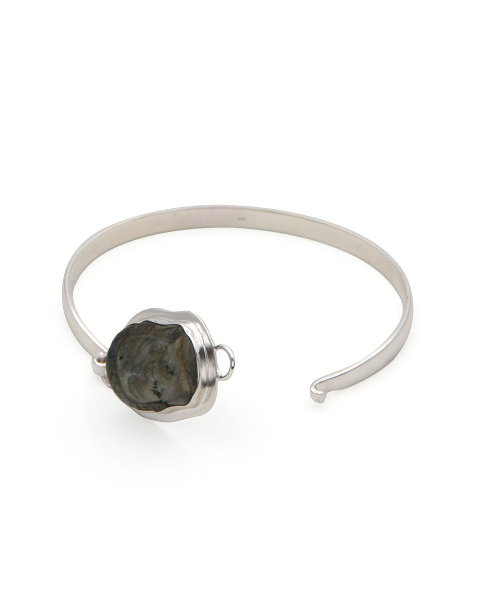 Premium Labradorite Buddha Latch Bracelet, Sterling Silver - Bracelets