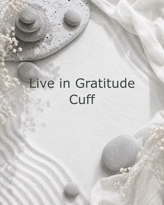 Live in Gratitude Stainless Steel Adjustable Inspirational Cuff Bracelet