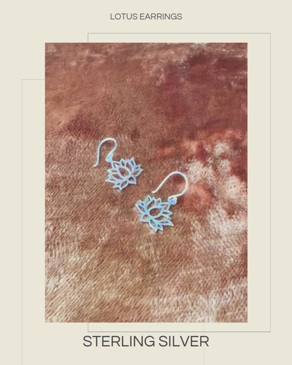 Minimalist Sterling Lotus Drop Earrings