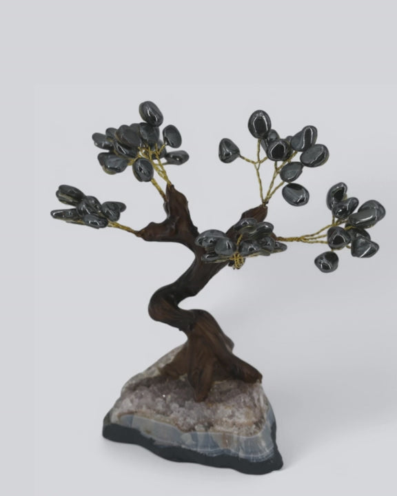 Hematite Gemstone Bonsai Tree – Grounding & Protective Energy