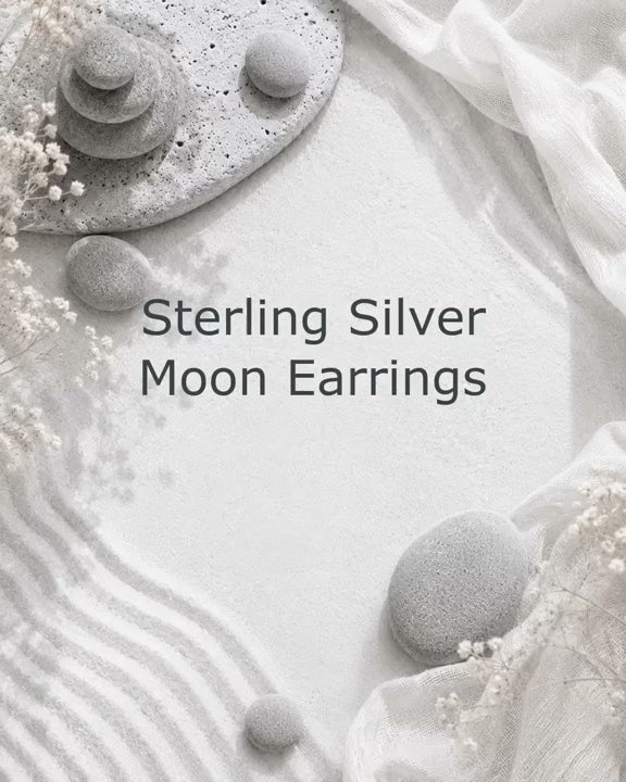 Sterling Silver Artistic Moon Earrings – Textured Celestial Disc Design