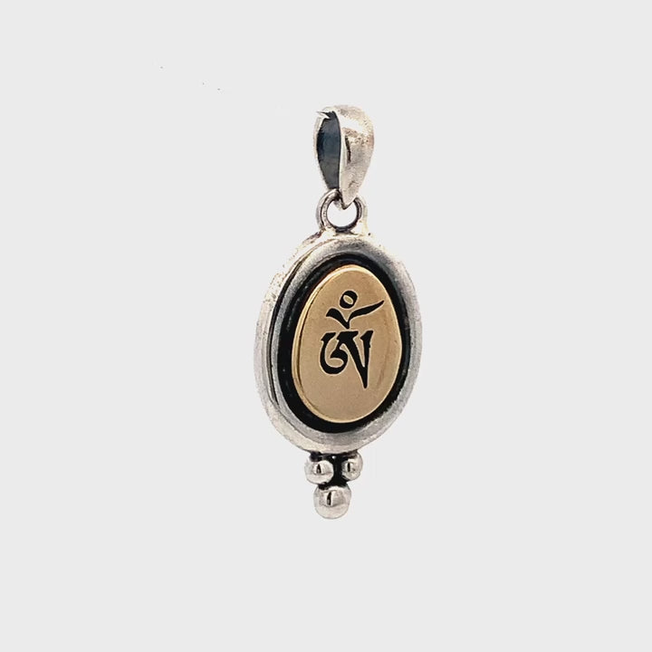 Sterling Silver And Brass Tibetan Om Pendant