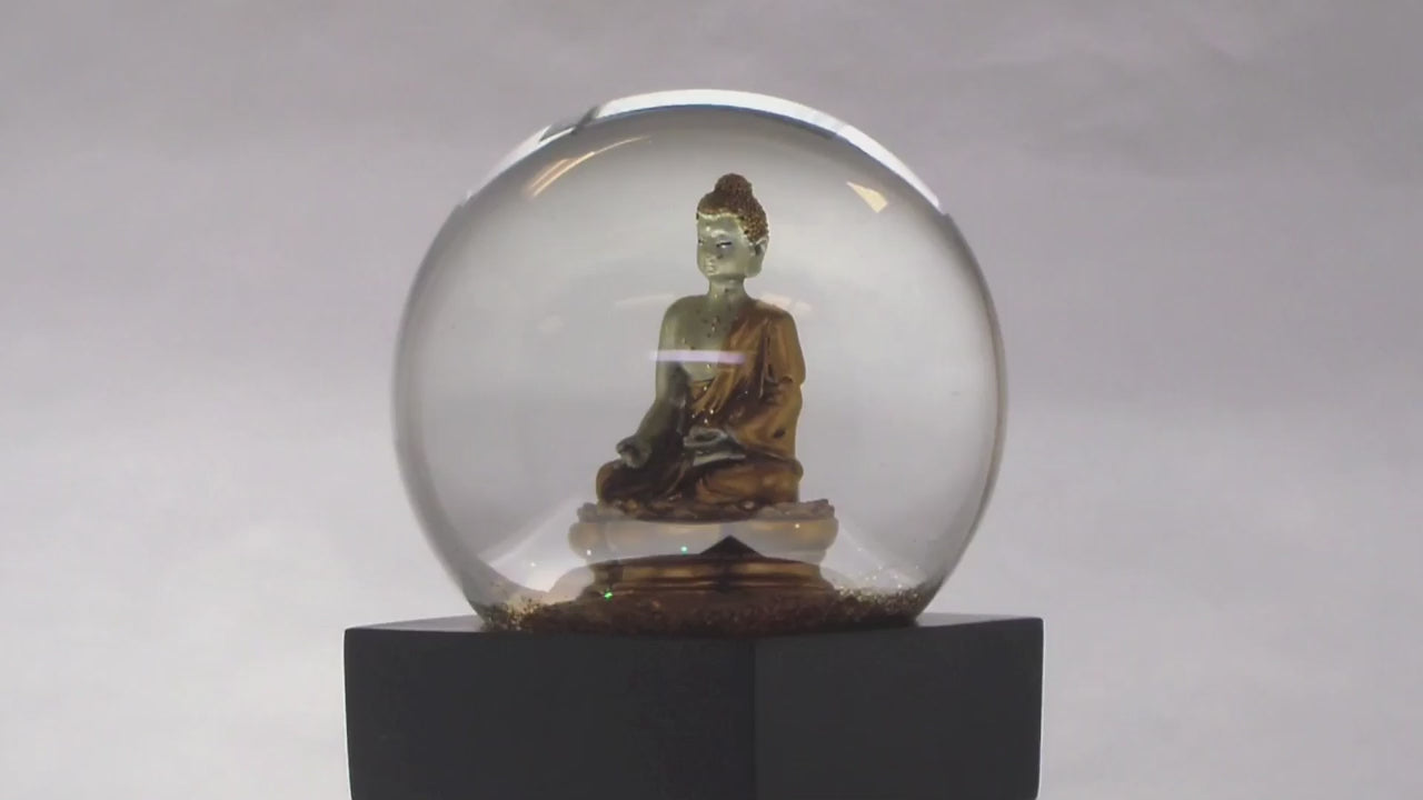 Tranquil Buddha Snow Globe – Glass Desktop Meditation Decor